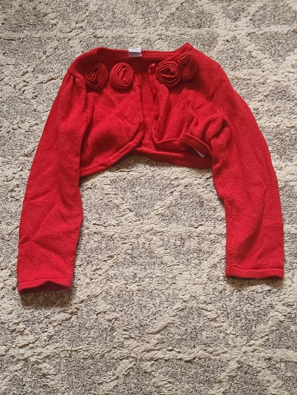 10 for $25 - Janie and Jack Girls 3 Red Knit Bolero Cardigan with Flowers